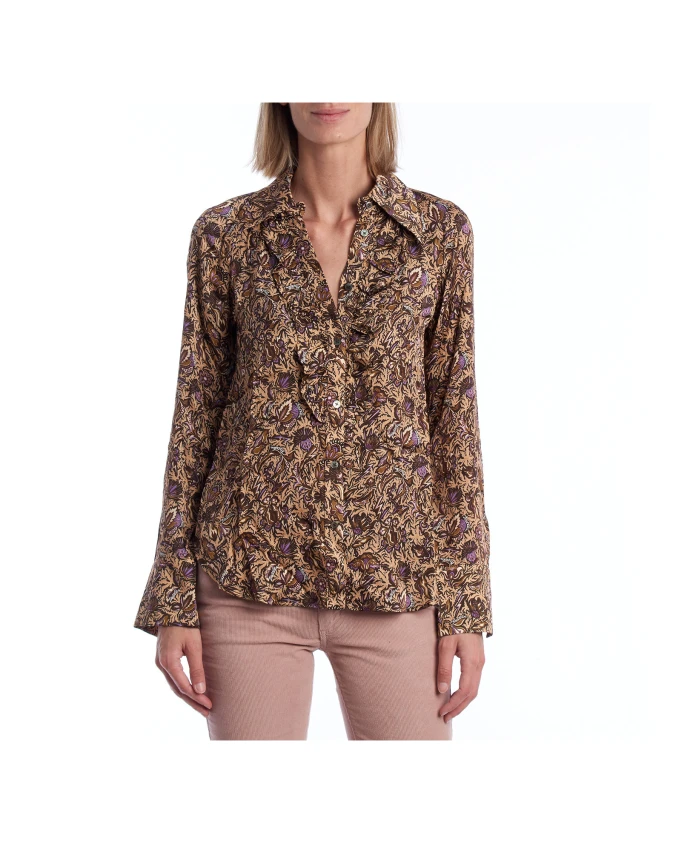

Рубашка с длинными рукавами и абстрактным цветочным принтом Zadig & Voltaire, коричневый
