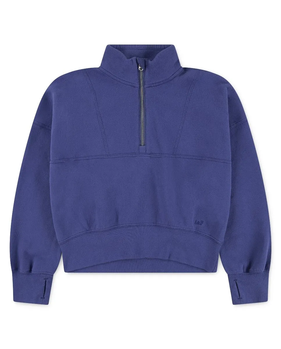 

Фирменный четвертной свитер на молнии для девочек Abercrombie, синий