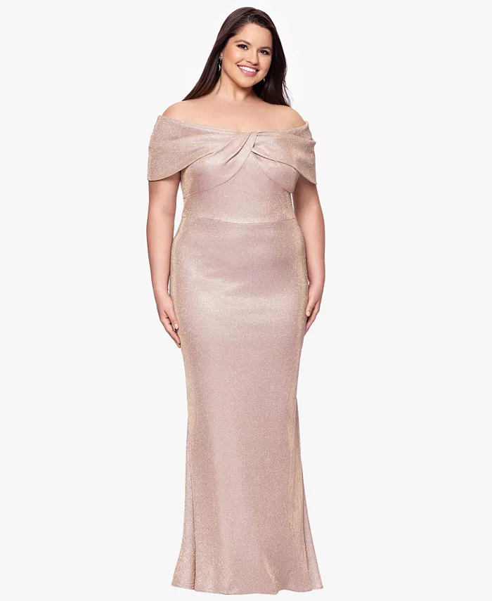 

Длинное платье-футляр больших размеров с открытыми плечами Betsy & Adam