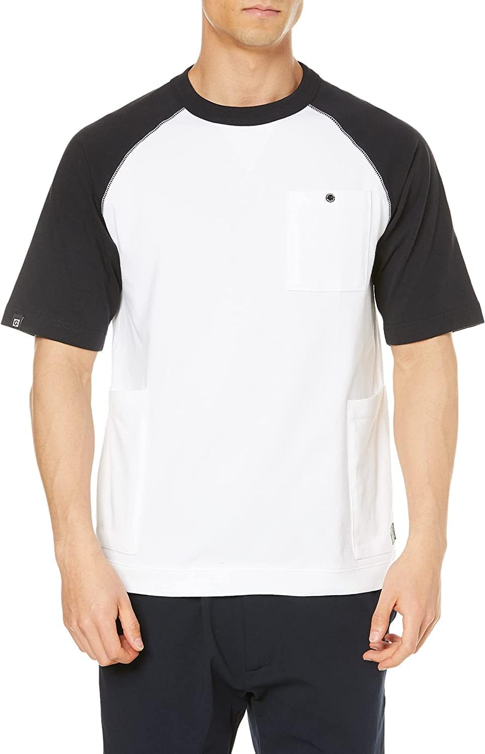 

Футболка с короткими рукавами и пятью карманами снаружи Co-Cos Nobuoka, белый/темно-синий