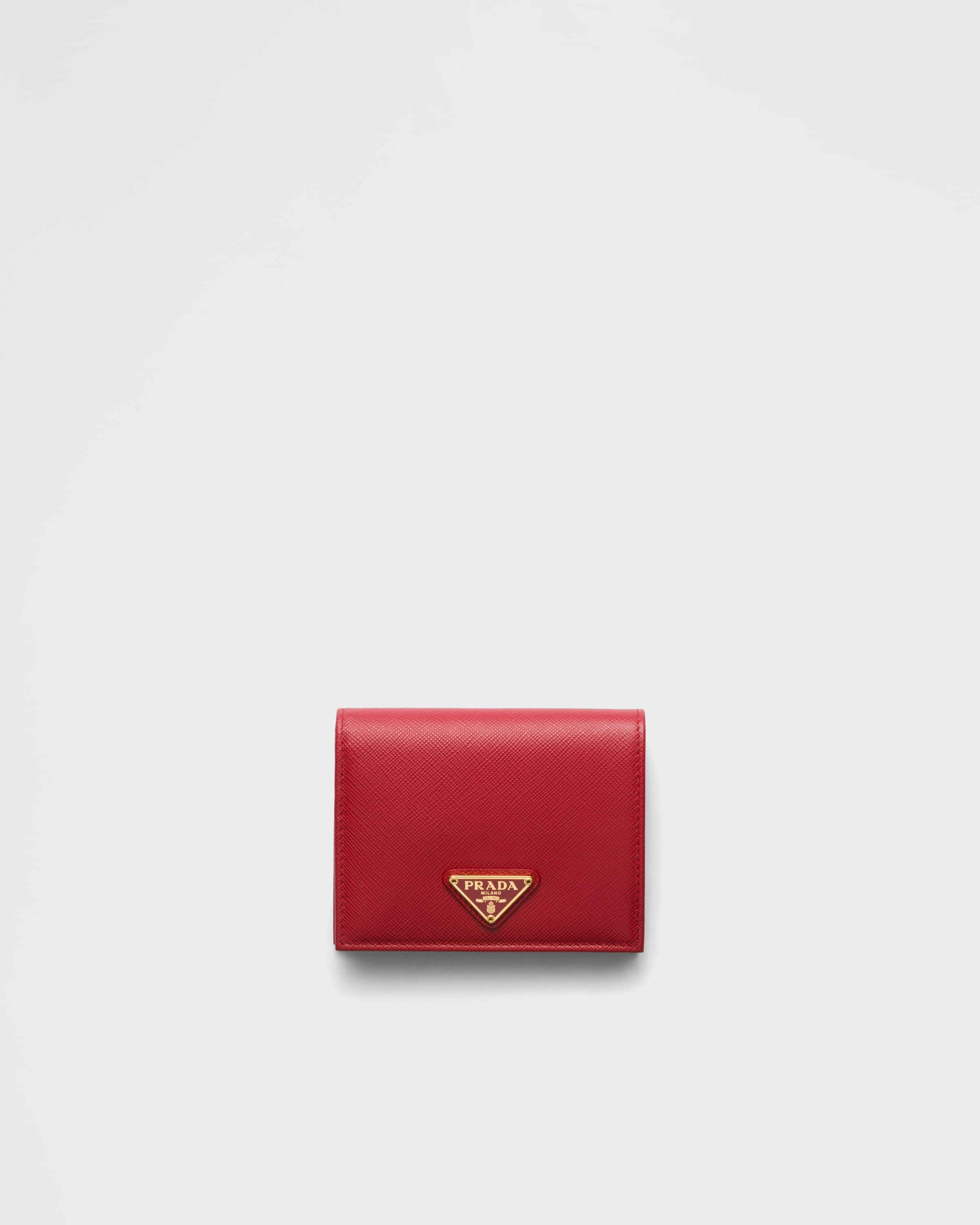 

Маленький кожаный кошелек из сафьяновой кожи Prada, ярко-красный