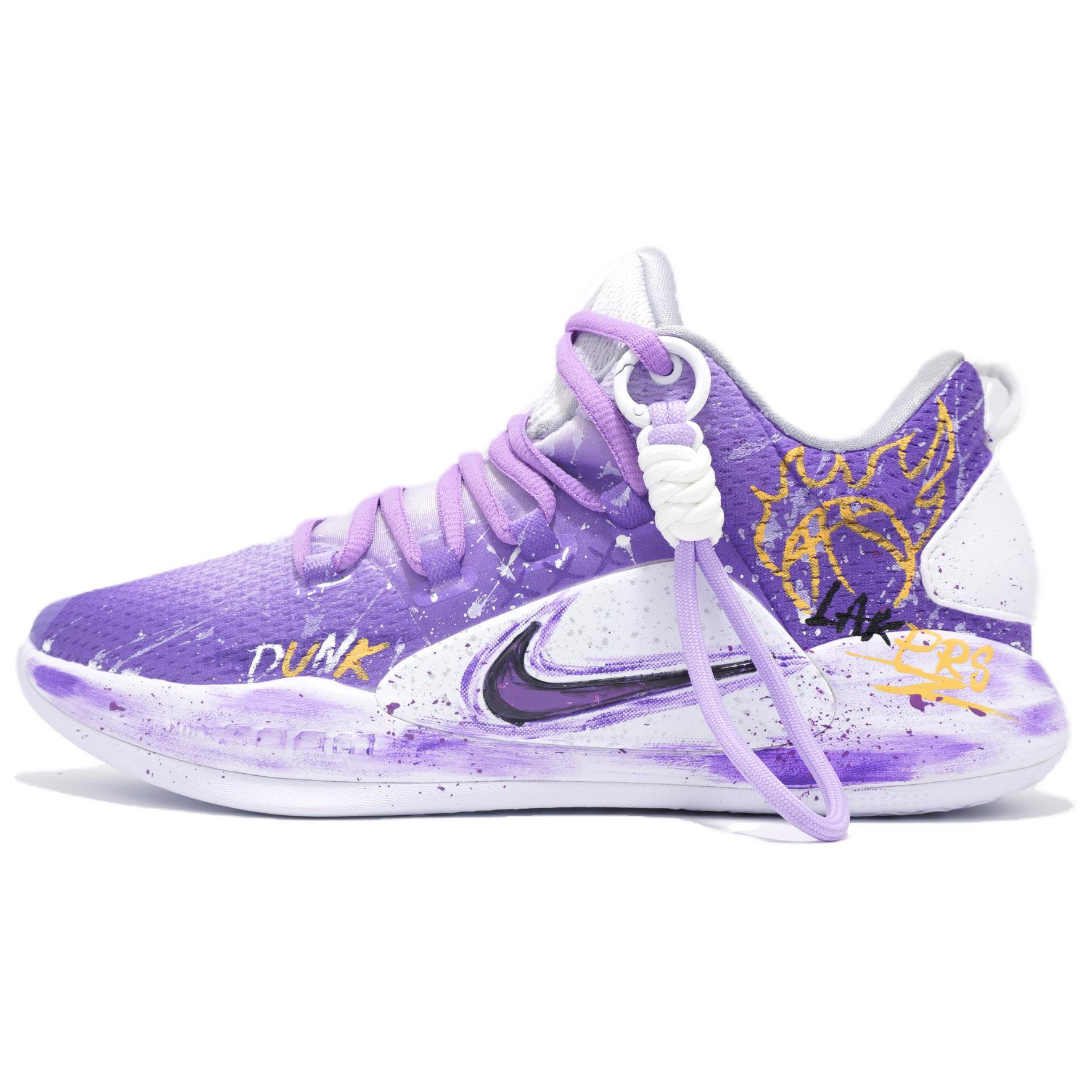 

Nike Баскетбольные кроссовки Hyperdunk X Cushioning с низким верхом, противоскользящие и износостойкие, мужские, белые, фиолетовые