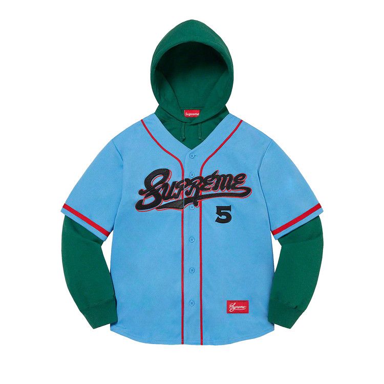 

Толстовка Supreme Baseball Jersey Hooded Sweatshirt, Light Blue