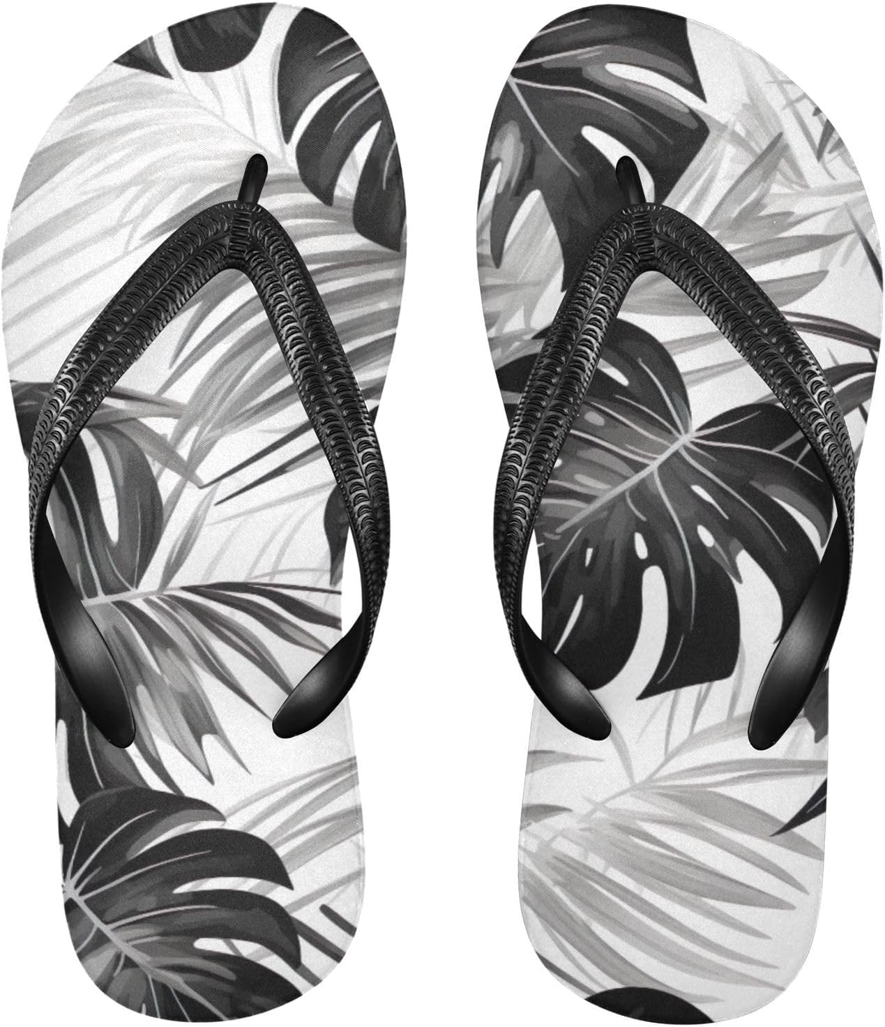 

Женские и мужские летние пляжные шлепанцы Palm Leaf с тропическим дизайном, для душа Kfbe, черный