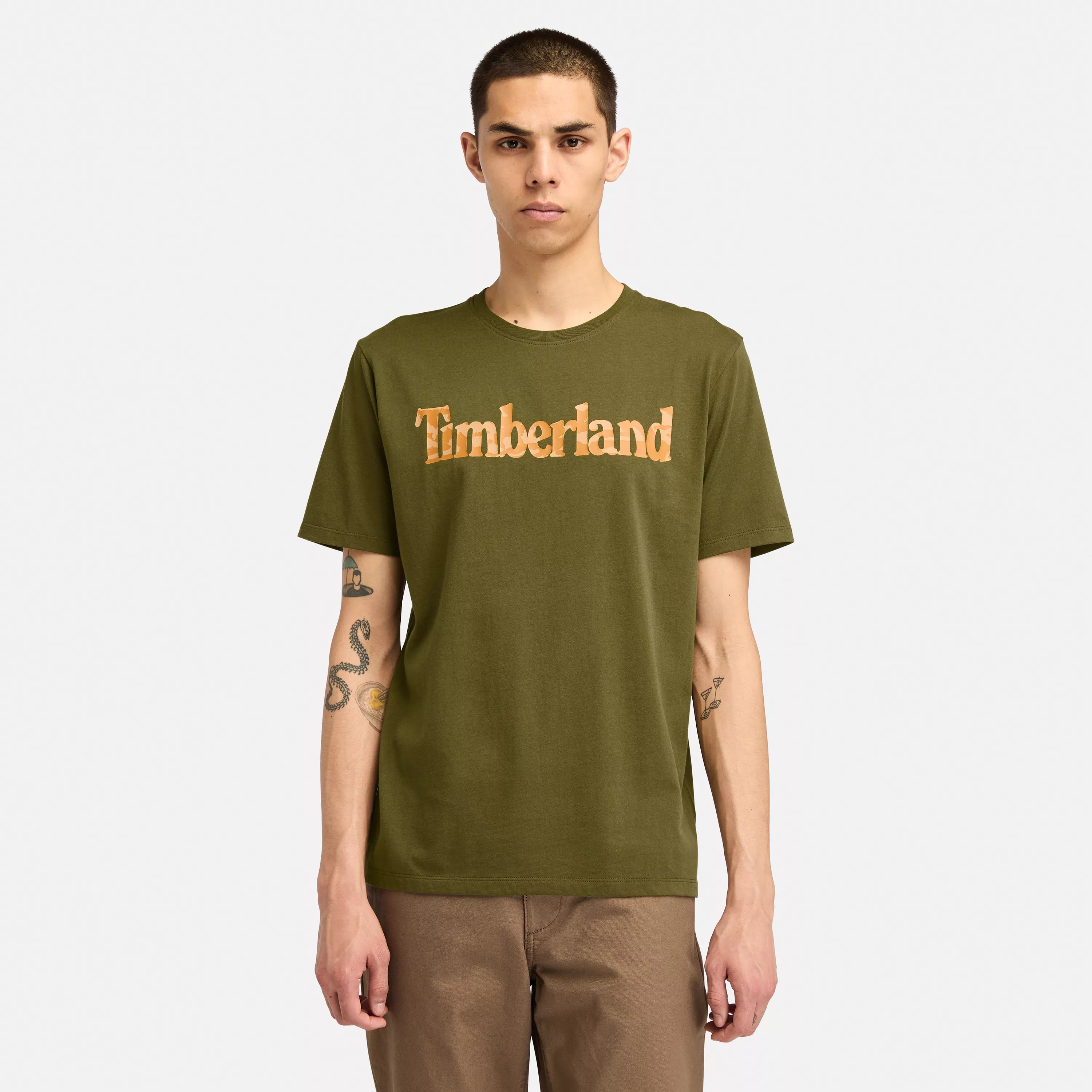 

Футболка мужская Northwood Wordmark Camo с коротким рукавом Timberland, темно-оливковый