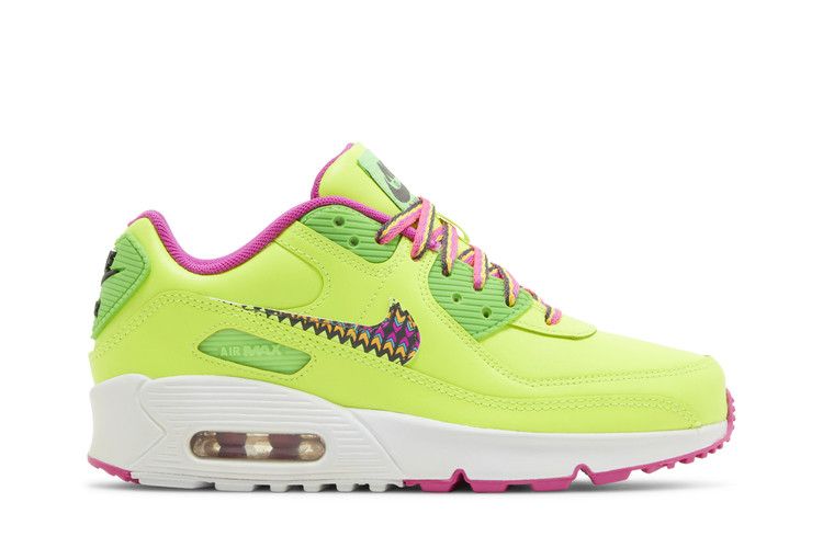 Кроссовки Nike Air Max 90 Leather GS 'Volt Fire Pink', желтый — фото 2