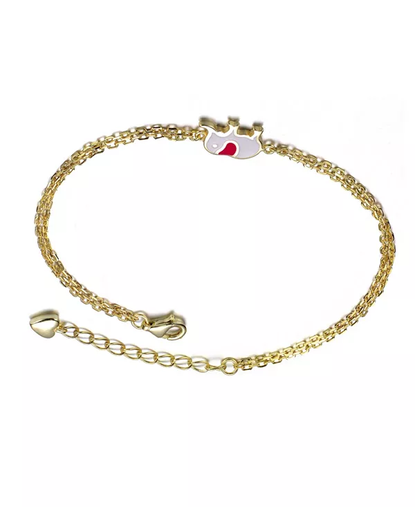 

Браслет в виде свиньи и сердца, покрытый 14-каратным золотом с розовой и красной эмалью Gigigirl, gold