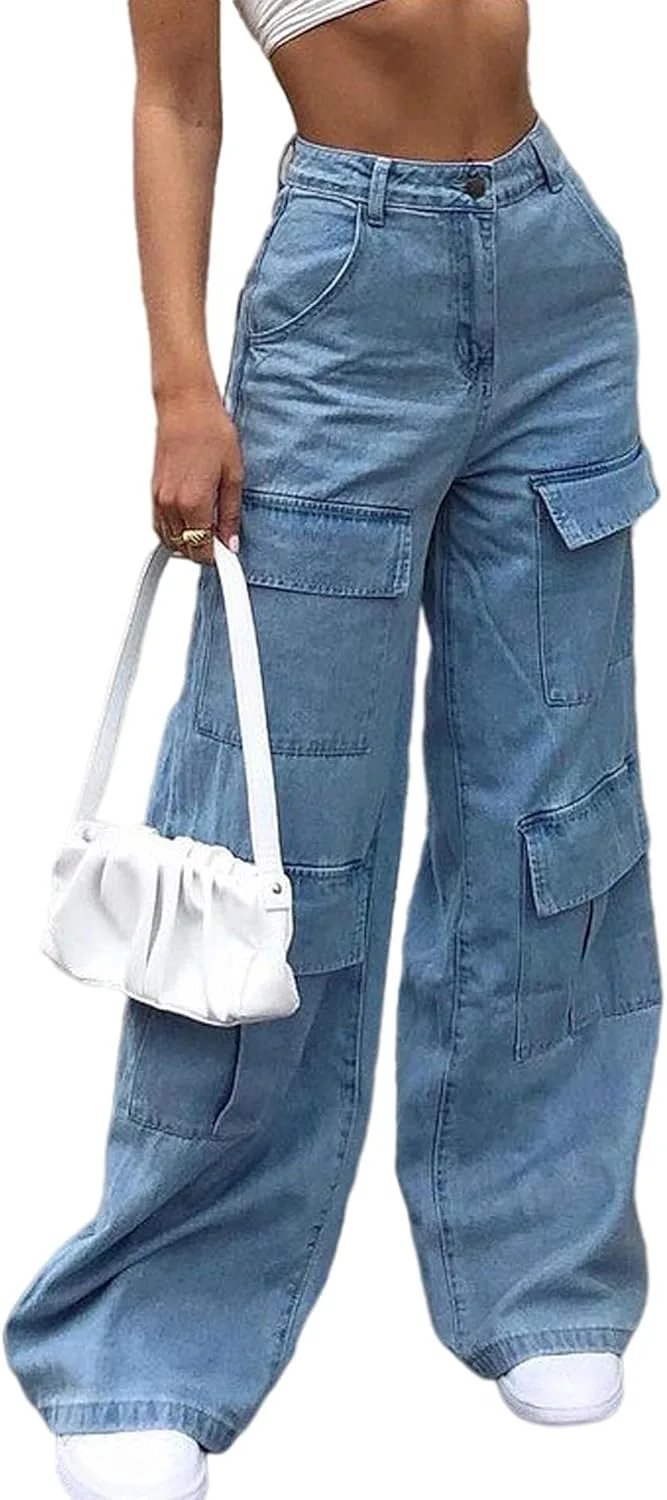 

Женские джинсы SEMATOMALA с карманами, широкие, в стиле хип-хоп