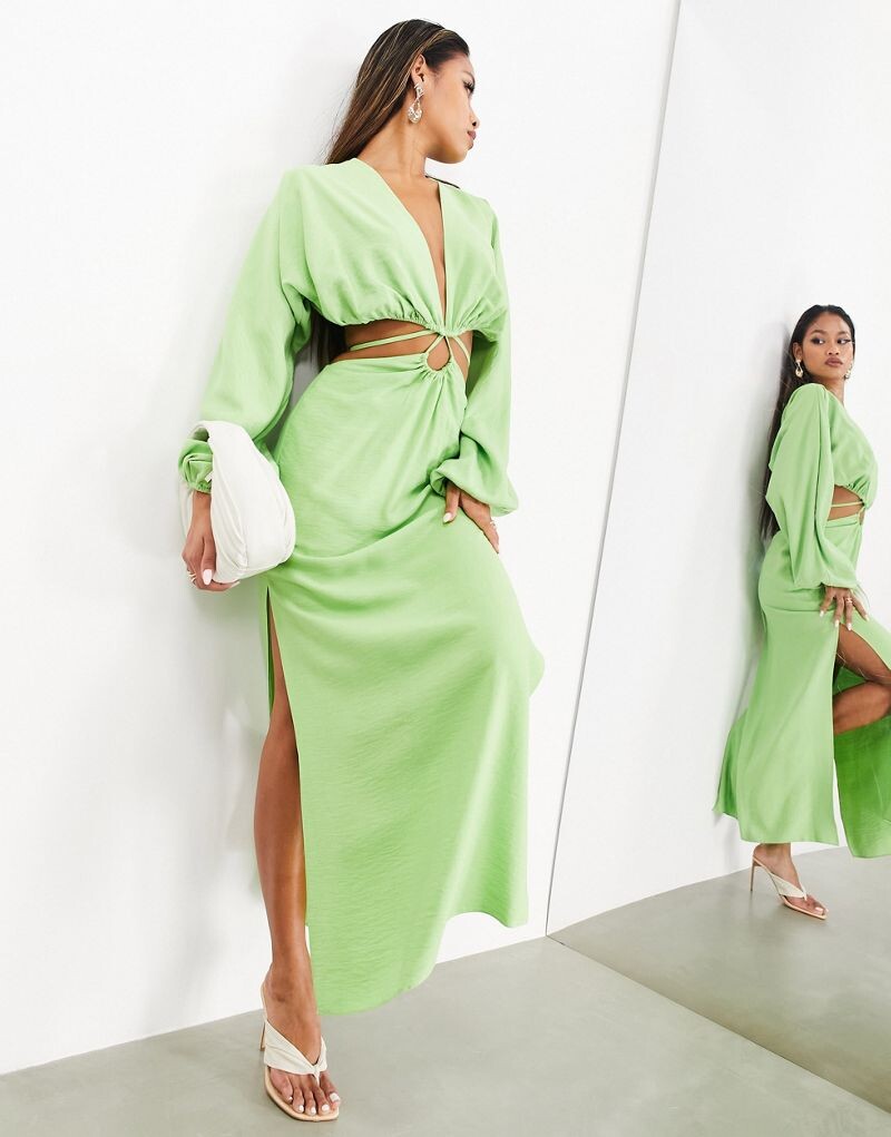 

ASOS Edition – зеленое платье миди с вырезом