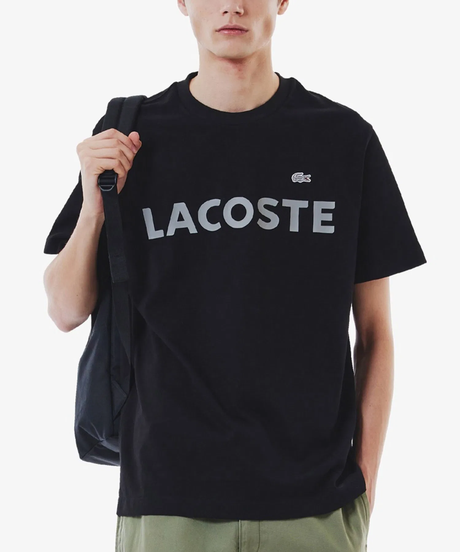 Футболка мужская Lacoste TH229999, хлопок, с логотипом, белый