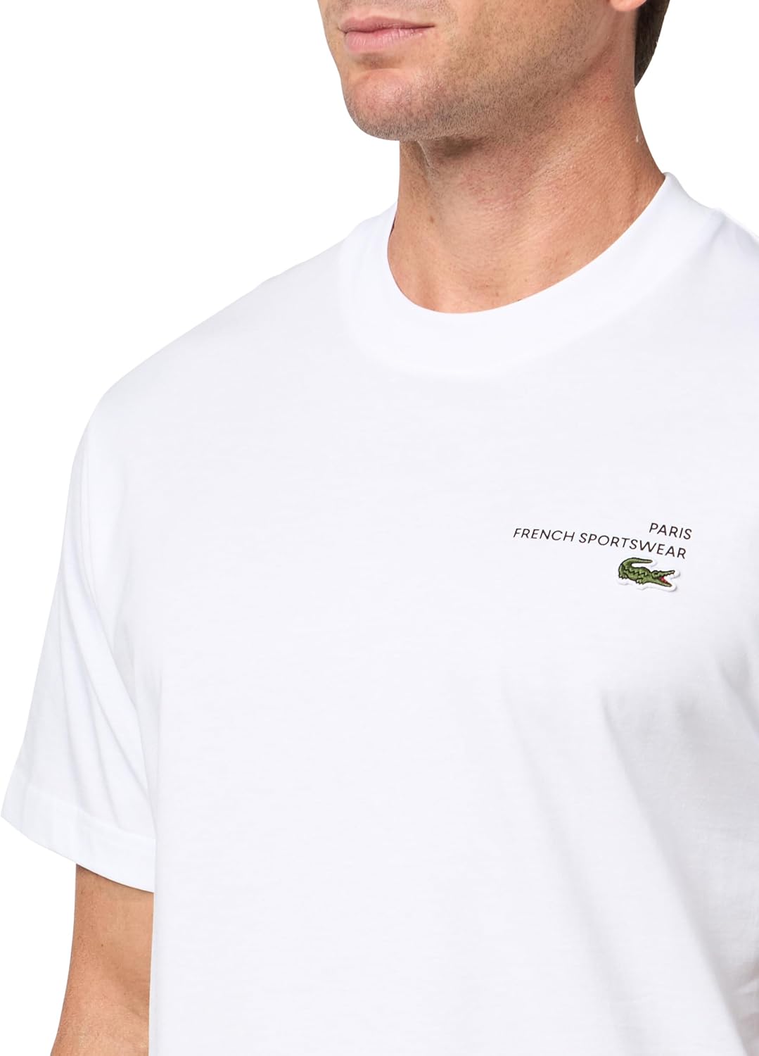 Мужская теннисная футболка Lacoste Classic Fit с принтом, White — фото 3
