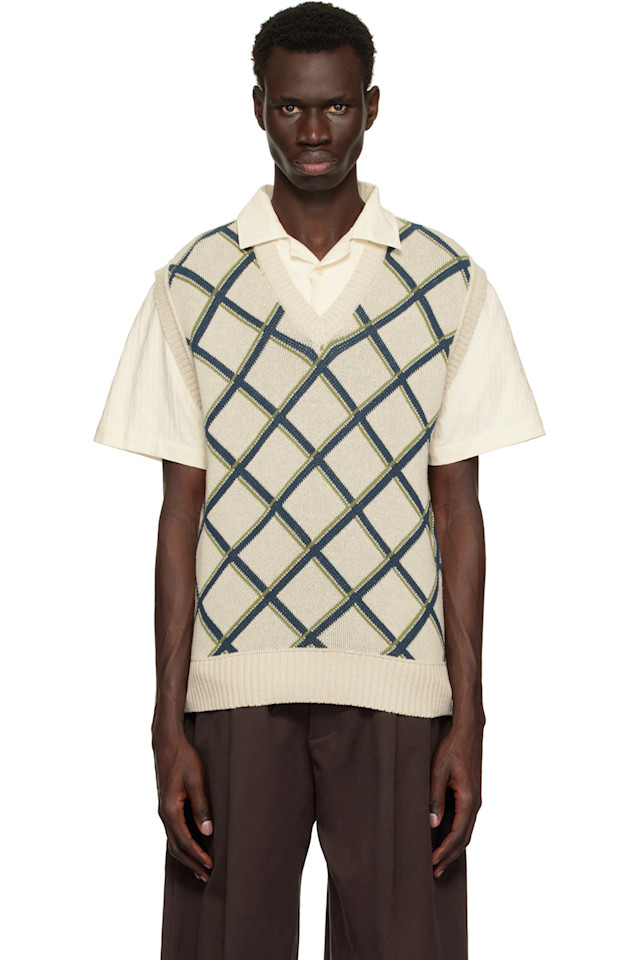 

Вязаный жилет с узором «аргайл» Palmes, цвет off-white