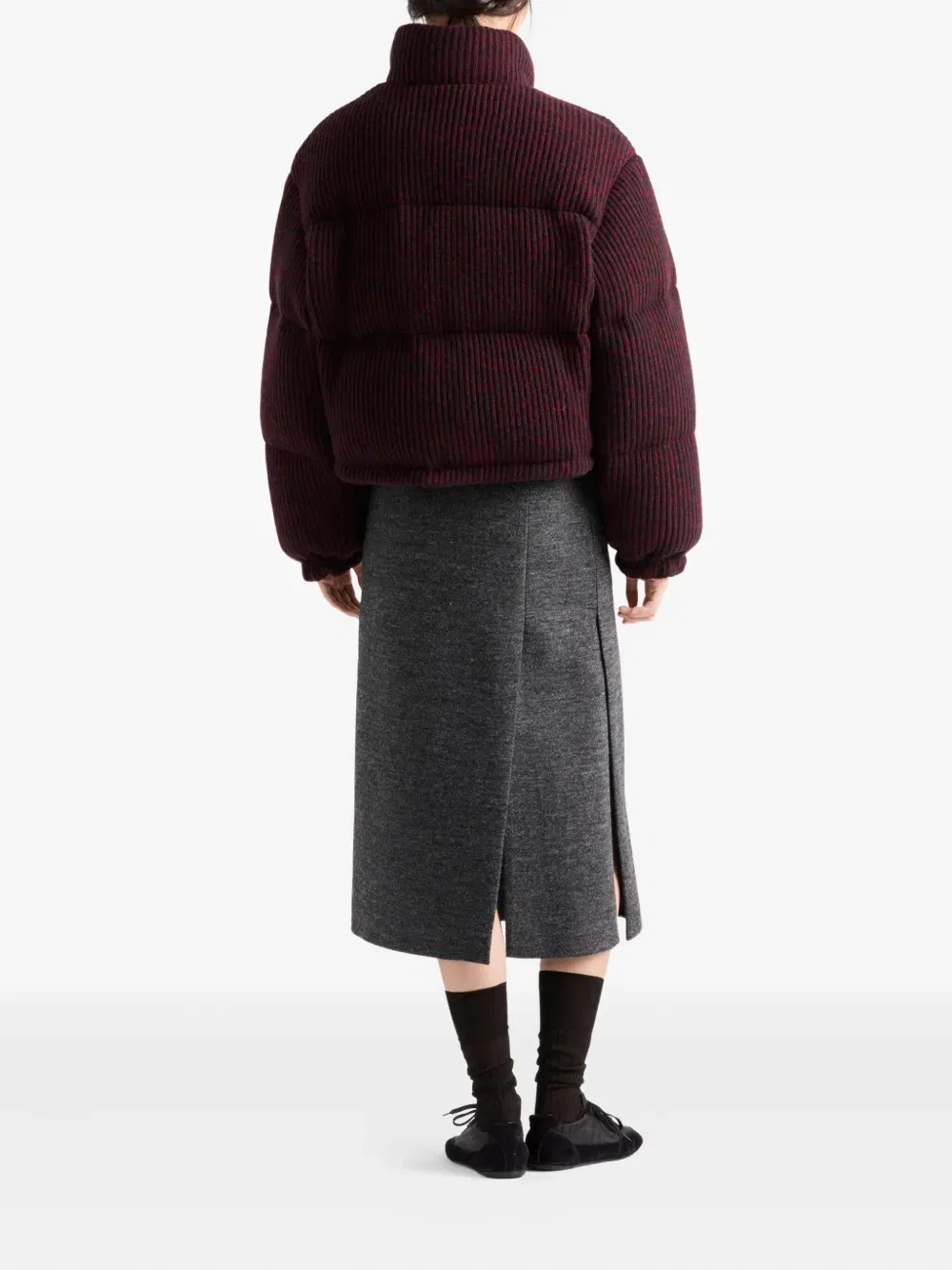 Ребристая стеганая куртка Prada, красный — фото 3
