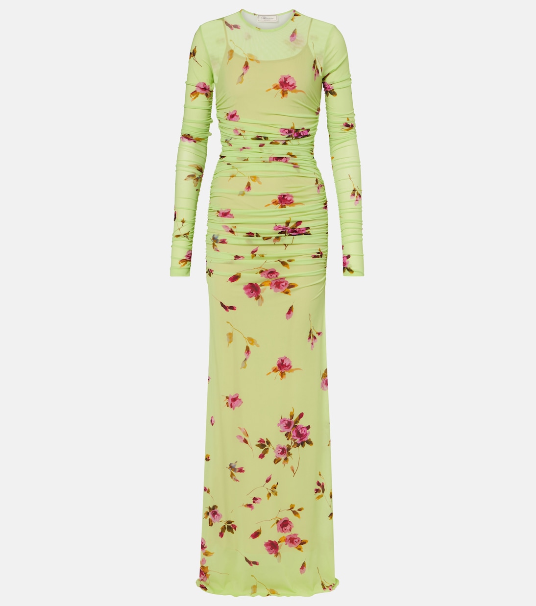 

Макси-платье из джерси с цветочным принтом Blumarine, Lemongrass/Berry