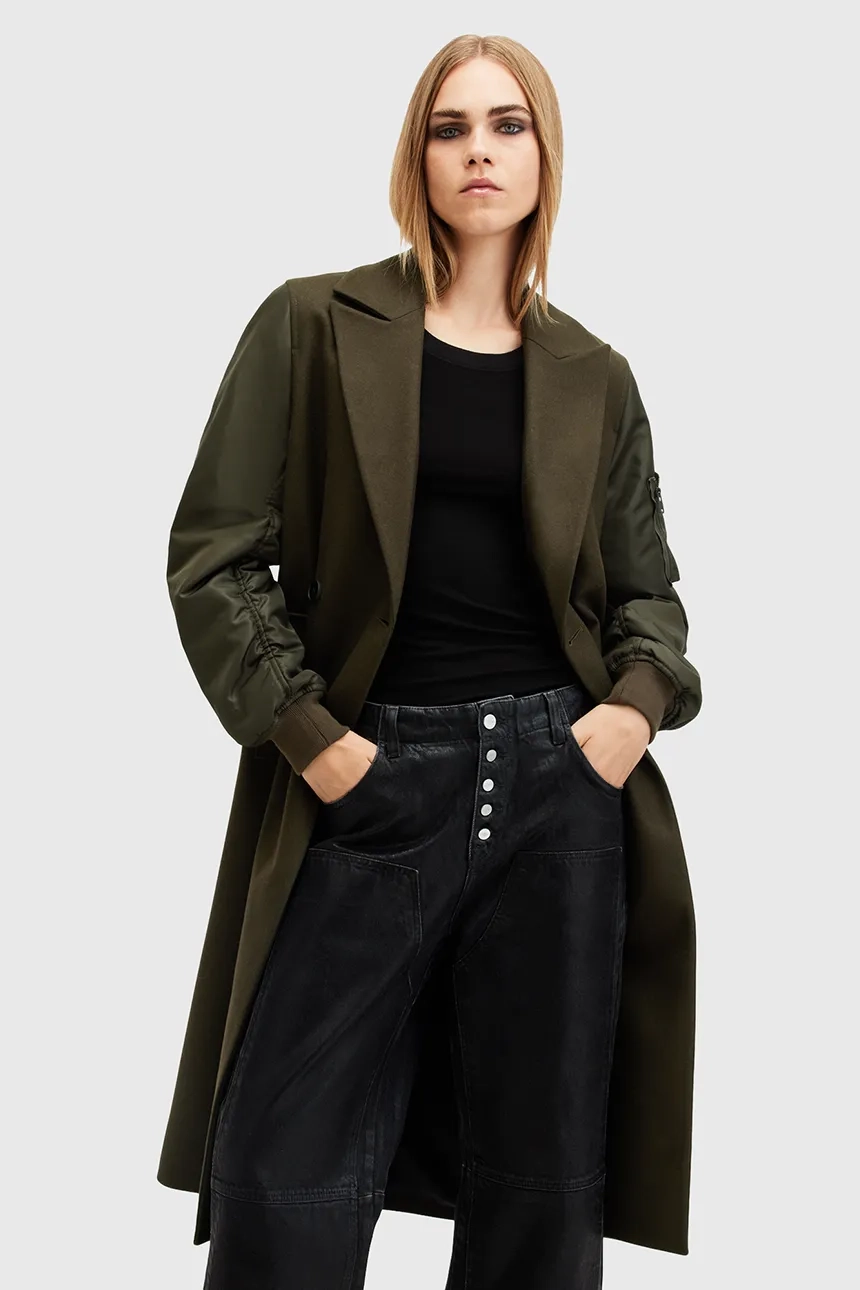 

PAULAH шерстяное плащ AllSaints, зеленый