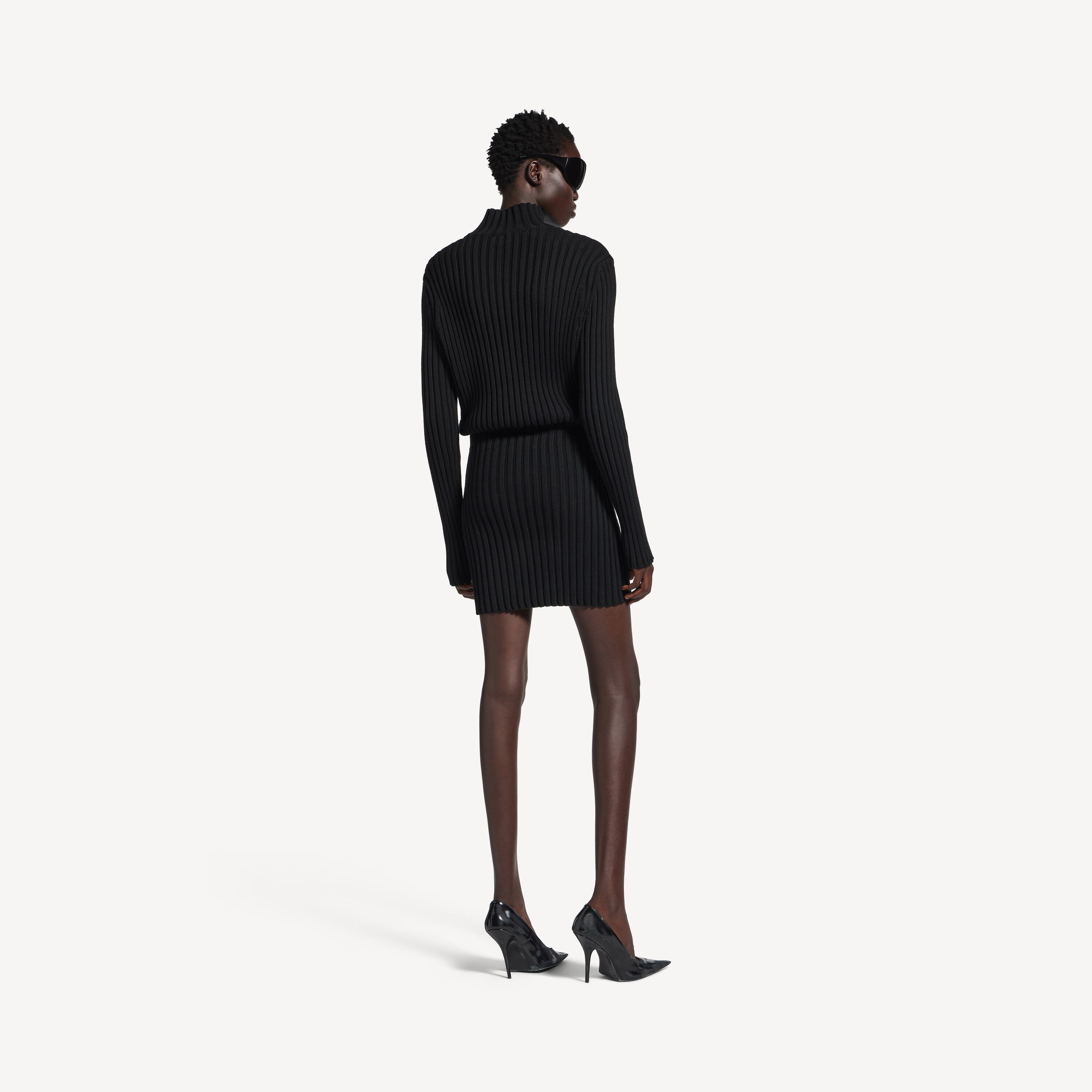 BALENCIAGA Женское мини-платье Hourglass черного цвета — фото 4