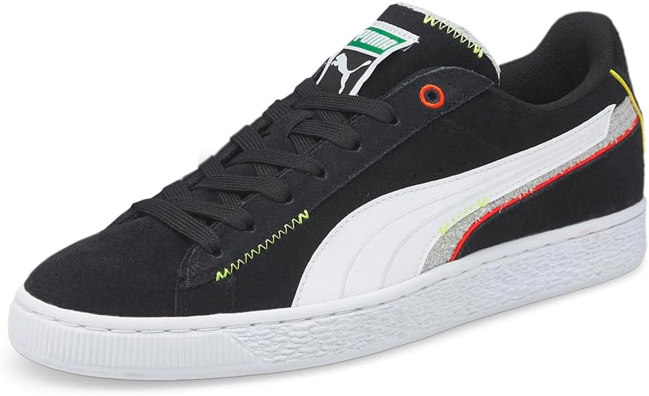 Мужские замшевые кроссовки PUMA с разноуровневыми шнурками для повседневной носки - черные — фото 2