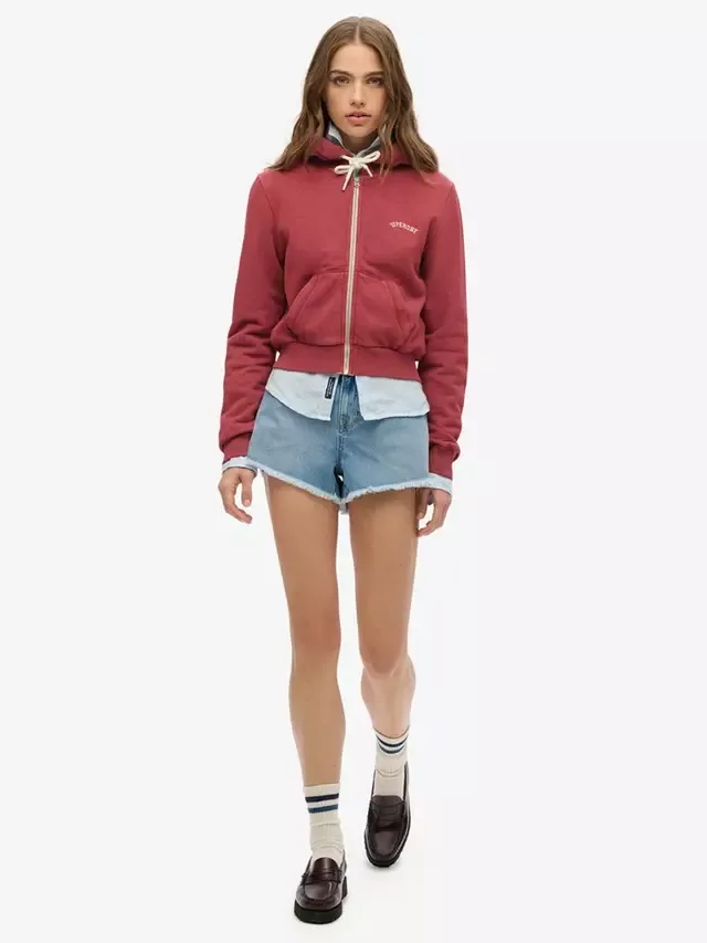 Спортивная укороченная толстовка на молнии Superdry, Bordeaux Red — фото 3