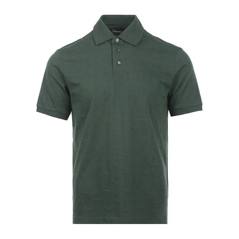 Поло мужское с коротким рукавом из 100% хлопка SS26 Dark Green EMPORIO ARMANI