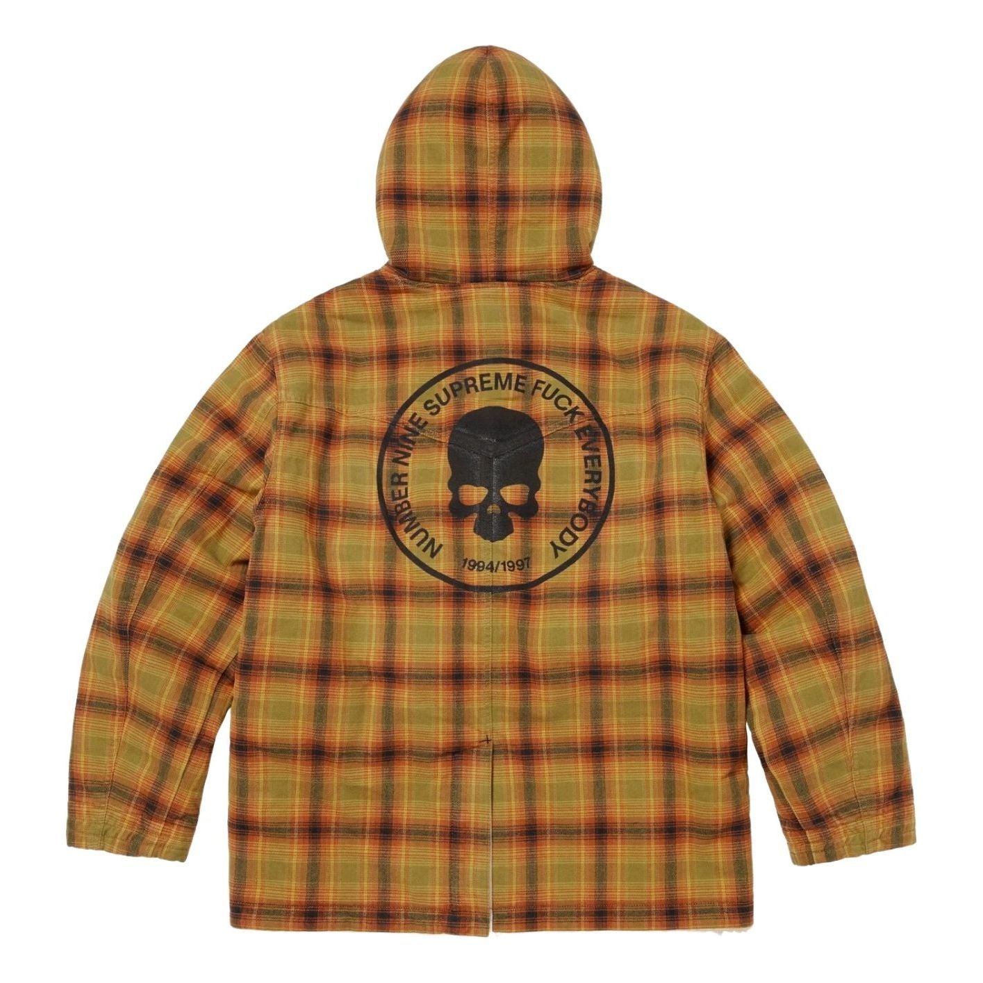 Пальто Supreme FW25 x Number (N)ine с капюшоном из искусственной овчины, клетчатое — фото 3