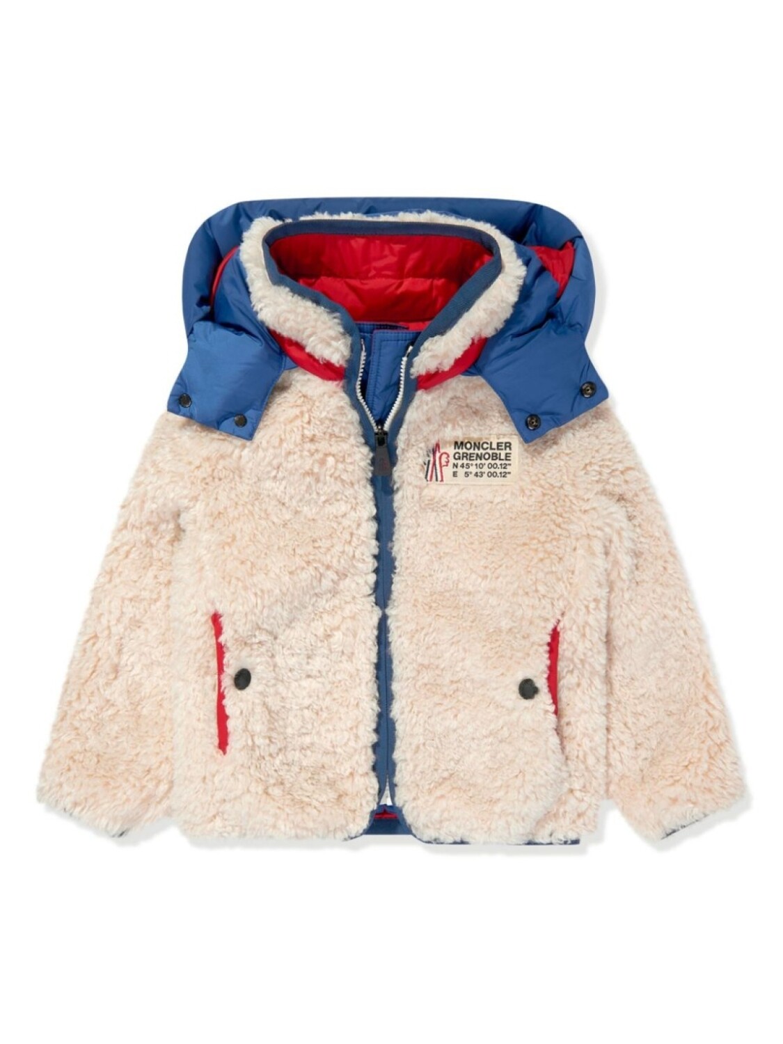 

Двусторонняя куртка с капюшоном Тедди Moncler Enfant, нейтральный цвет