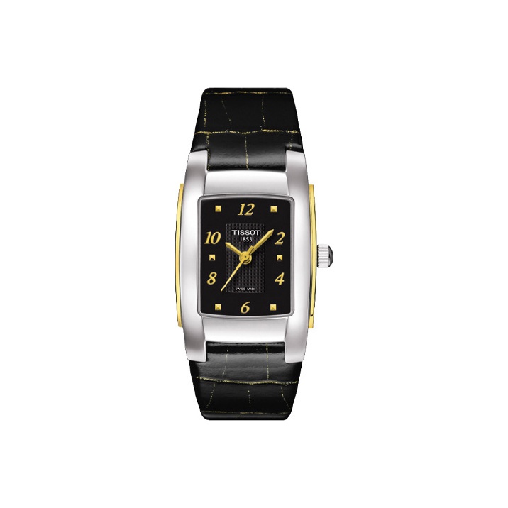 

TISSOT Часы T LADY Series T10 Series Quartz Movement Women's Watch 31.2*25.4mm Black Dial Stainless Steel Case Leather Strap, Black