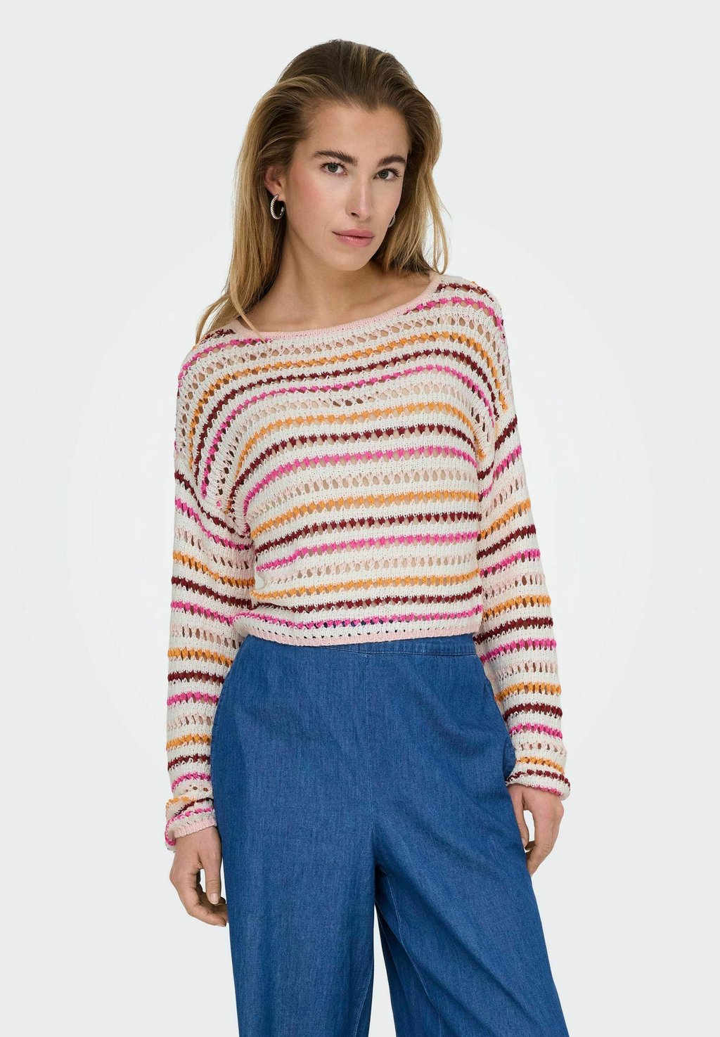 

Джемпер ONLGEENA STRIPE BOATNECK ONLY, серый