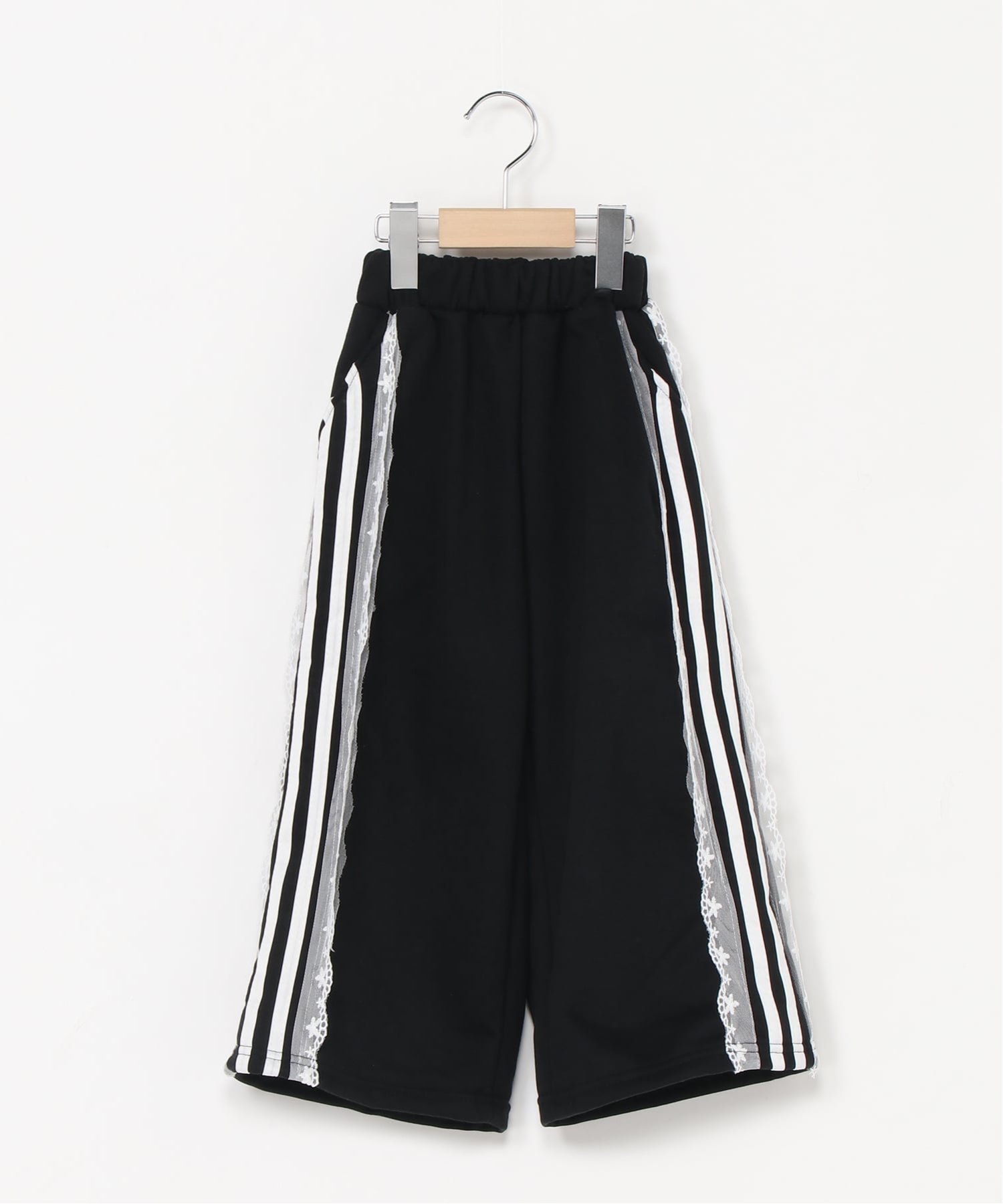 Lulu noix/(K) Широкие спортивные брюки с кружевной отделкой, Black
