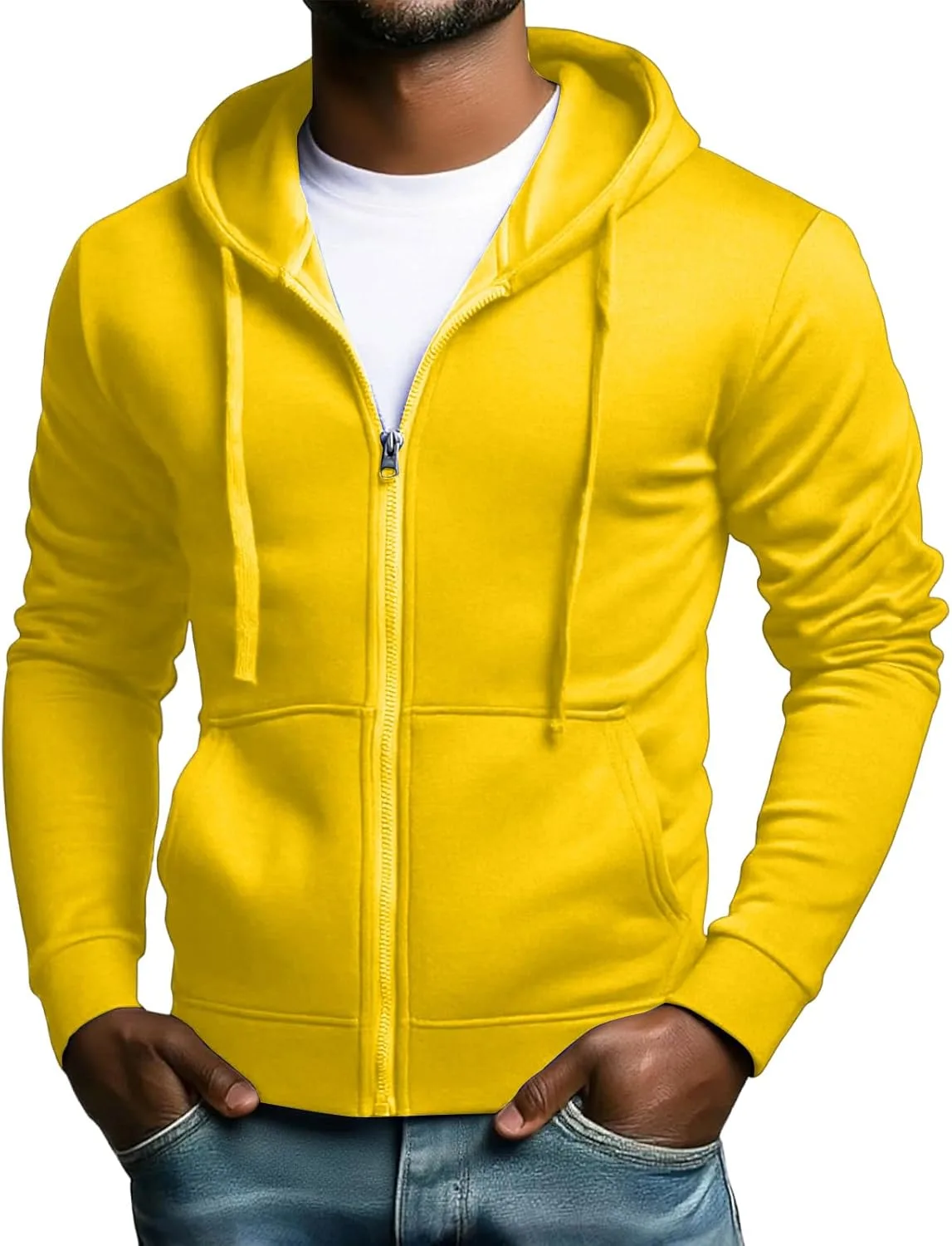 

Толстовка с капюшоном на молнии, мужская, с длинными рукавами и карманами DJFODJ