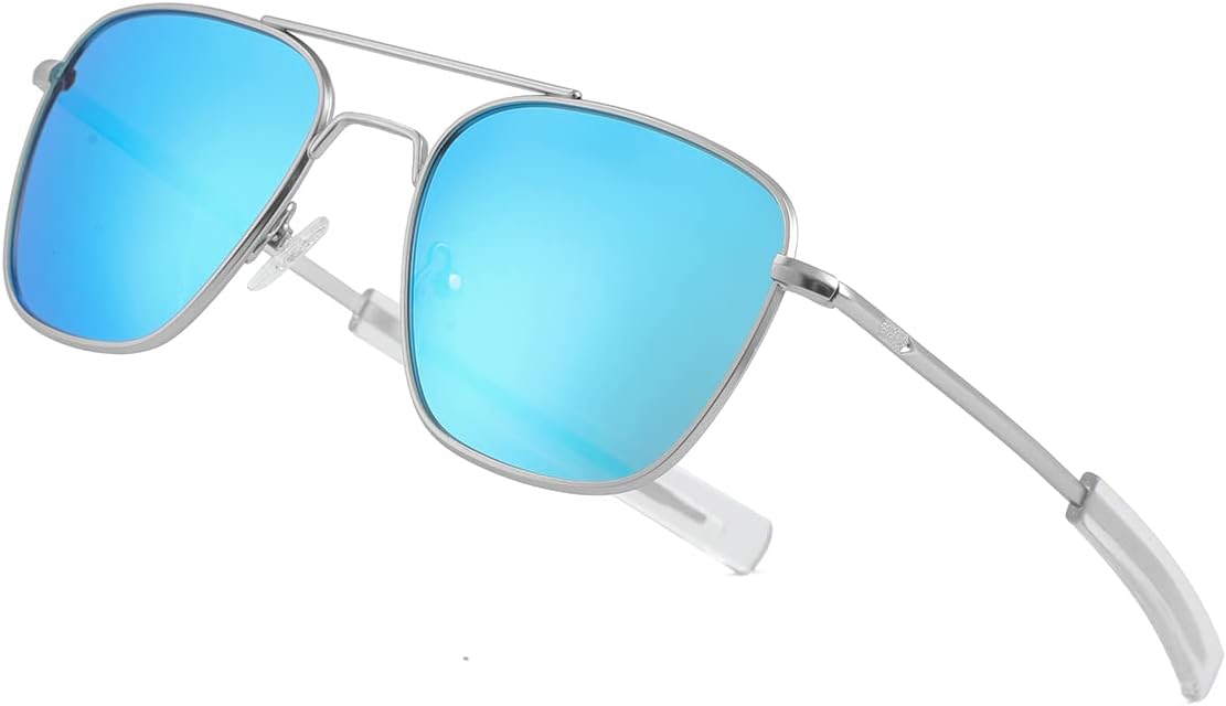 

Мужские поляризованные солнцезащитные очки-авиаторы JOVAKIT в стиле ретро, ​​милитари, пилотские, с заушниками типа "штык" и защитой от УФ-излучения UV400, A6 Silver/Blue Mirror