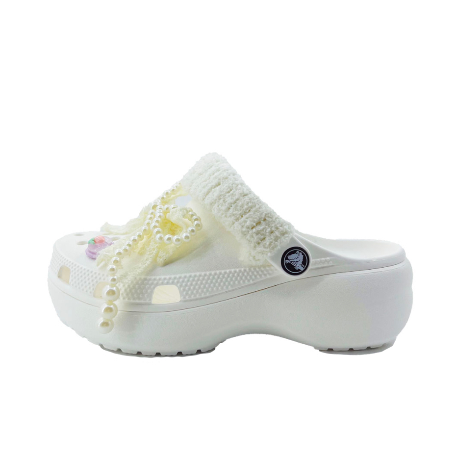 Crocs Классические туфли-сабо на платформе унисекс белого цвета