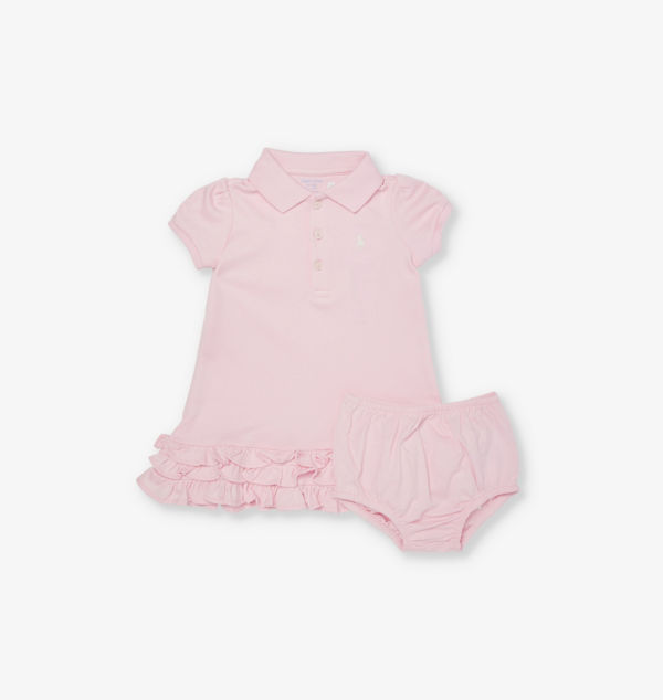 

Платье из хлопкового трикотажа с оборками для девочки Polo Ralph Lauren, розовый