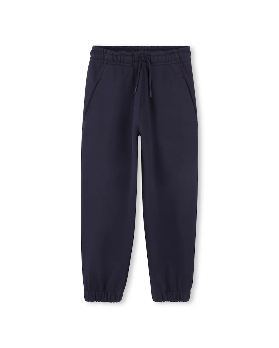 

Детские хлопковые спортивные штаны с завязками Kenzo Kids, тёмно-синий