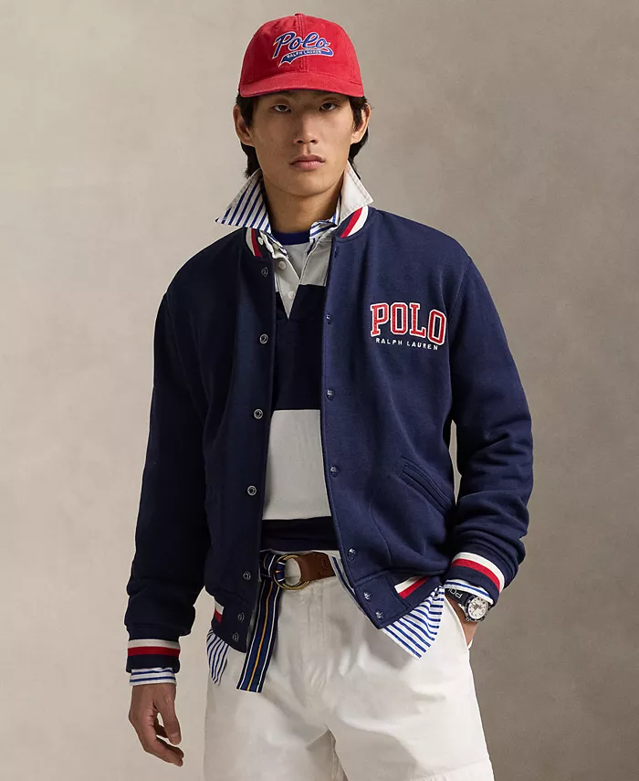 

Мужская бейсбольная куртка с логотипом Letterman из флиса Polo Ralph Lauren, синий
