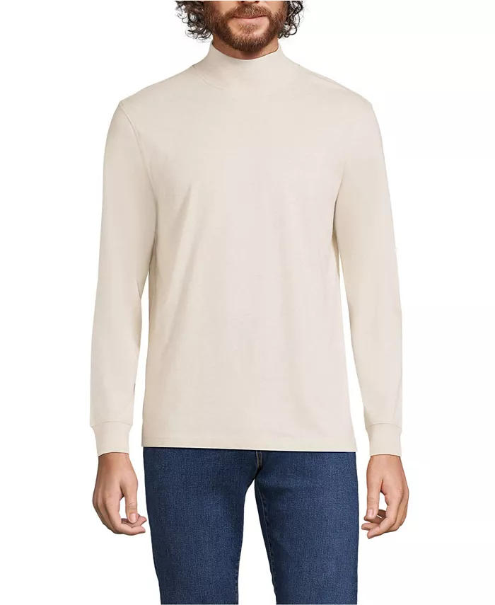 

Большой и высокий супер-трикотажный водолазка Lands' End, загар/бежевый