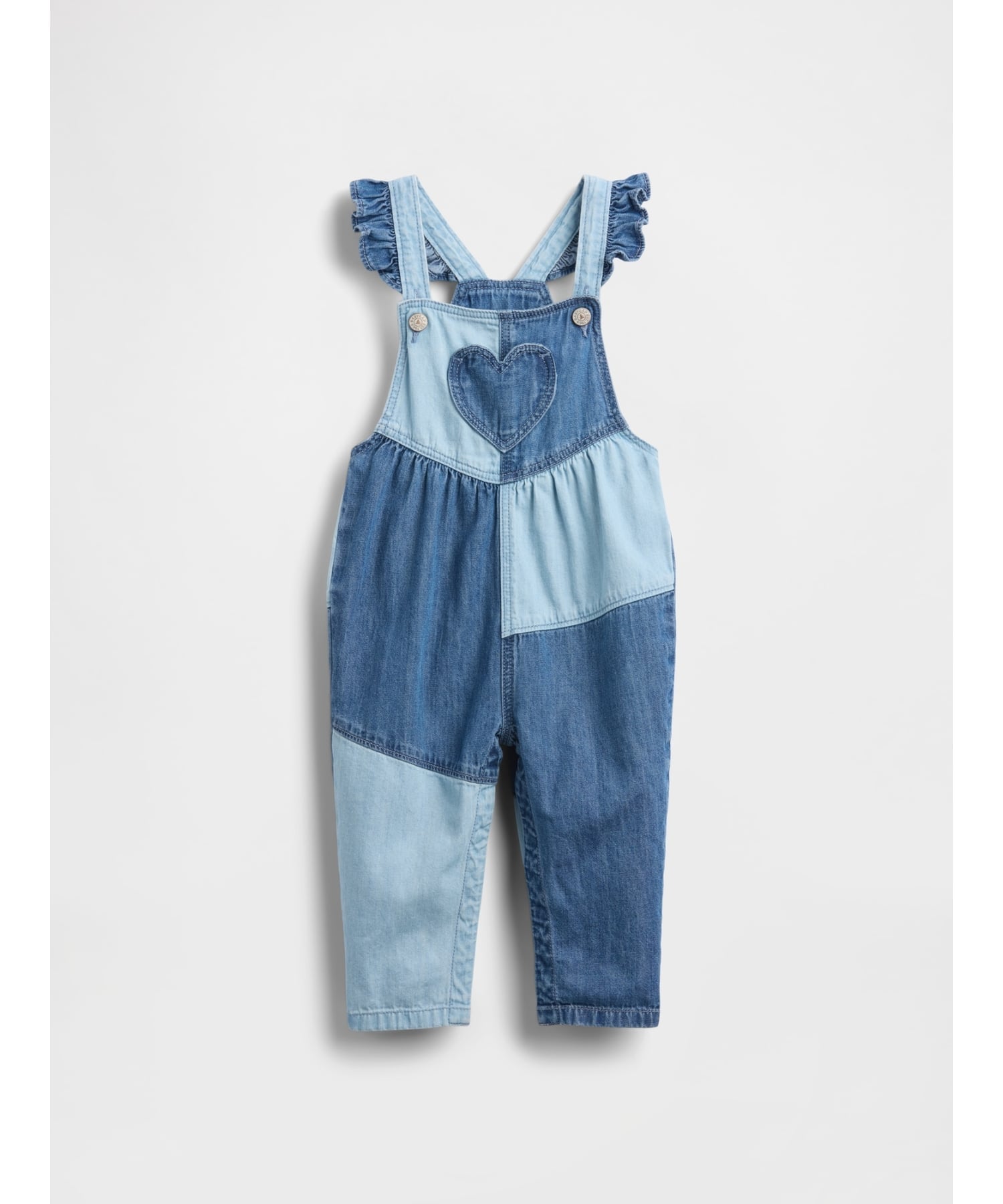 Двухцветный джинсовый комбинезон с сердечками Детский Gap, TRUE_INDIGO_COLORBLOCK