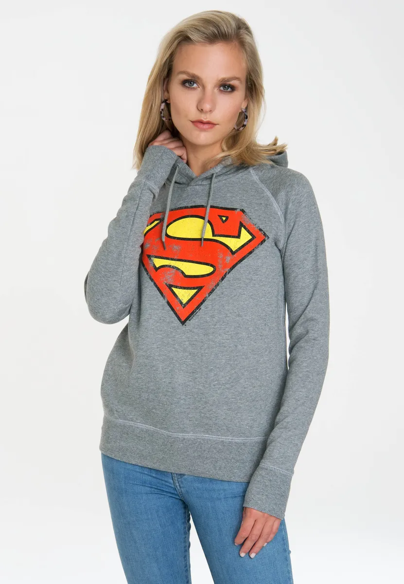 

Толстовка с капюшоном LOGOSHIRT "DC - Superman Logo", с принтом супергероя, цвет Grau-Meliert