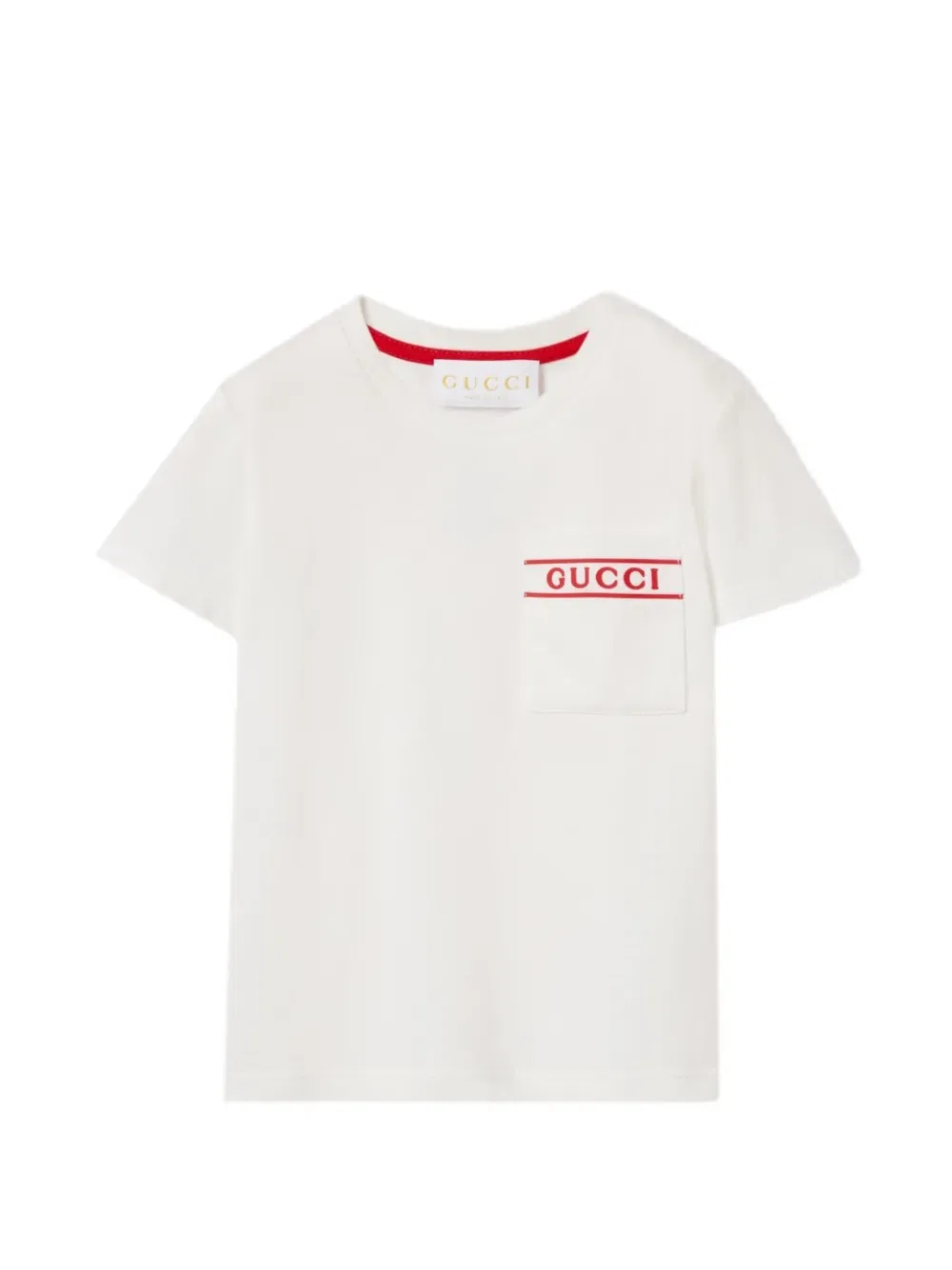 Футболка с нагрудным карманом Gucci Kids, нейтральный