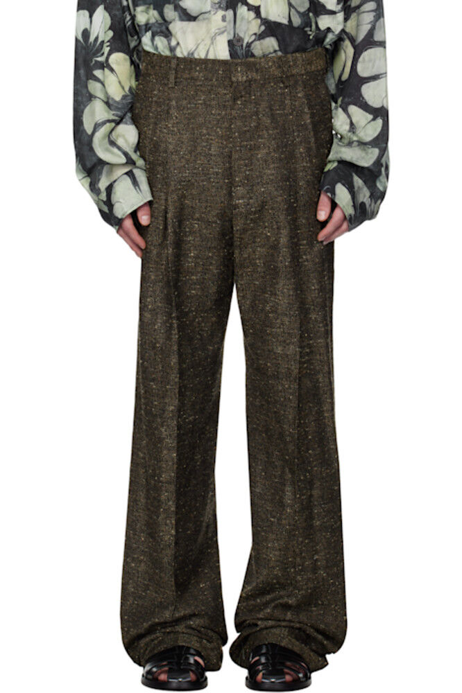 

Коричневые брюки со складками Dries Van Noten