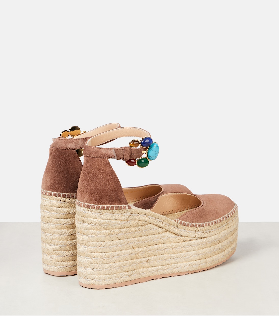 Шанти 100 замшевые клинья на веревочной подошве Gianvito Rossi, коричневый — фото 2