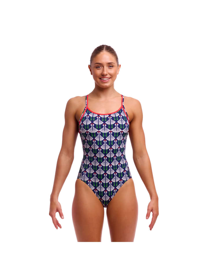 

Funkita Слитный купальник Sitting Duck, непрозрачный и быстросохнущий, синего цвета