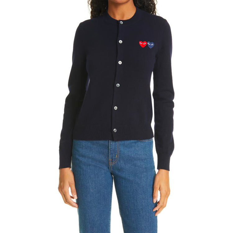 Кардиган (WMNS) COMME des GARCONS PLAY Cardigan Double Emblem 'Navy' AZ-N057-051-2, темно-синий — фото 2