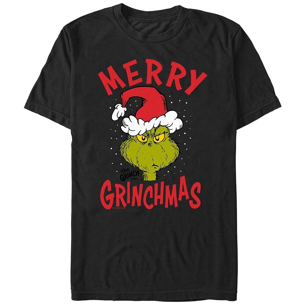 

Футболка Big & Tall Dr. Seuss The Grinch с рождественским рисунком Licensed Character, черный