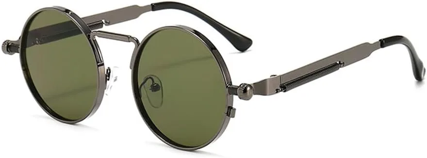 

Солнцезащитные очки UV400 - Панк, металлические, круглые, конфетные цвета, для женщин и мужчин, для бега и занятий спортом на открытом воздухе UYPTK, Gun Dark Green