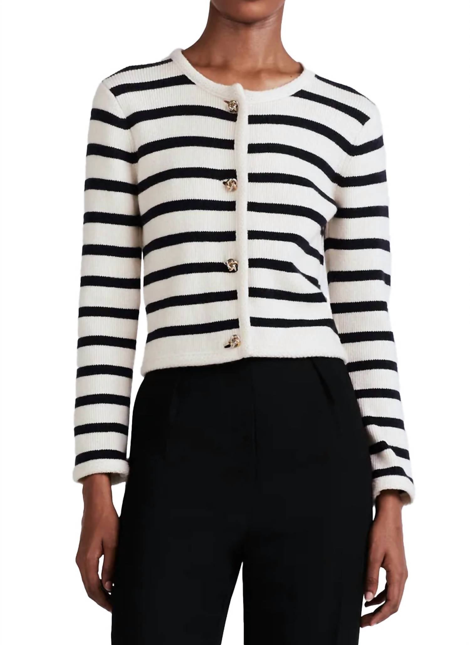 

Кардиган Keene Stripe Crewneck цвета слоновой кости Derek Lam 10 Crosby