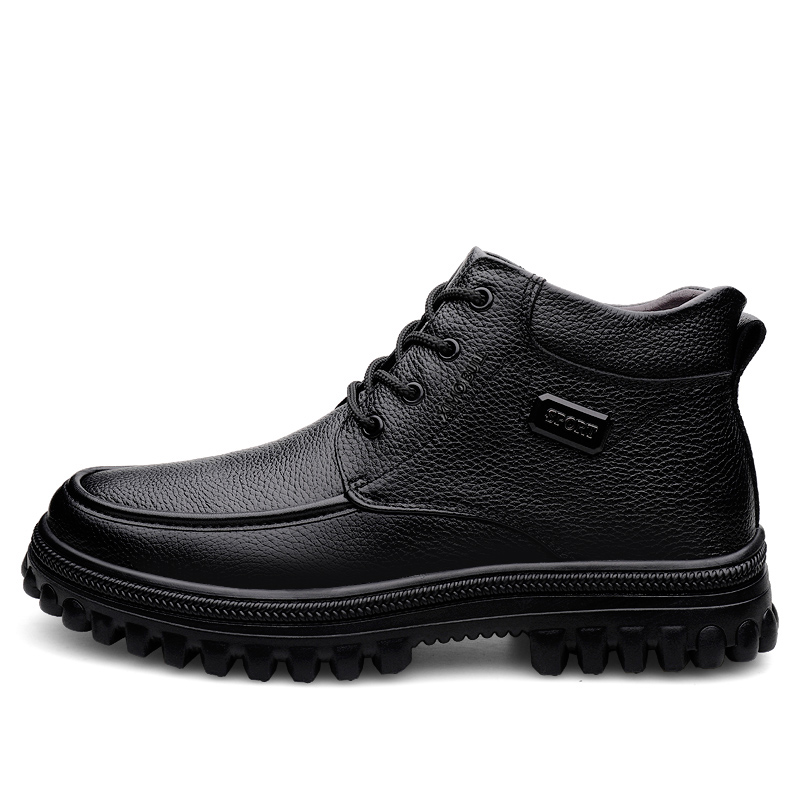 XIMO BULL Мужские зимние ботинки Martin Boot черные с меховой подкладкой, цвет Black Fleece-Lined — фото 3