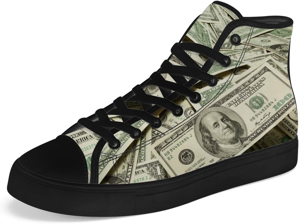 

Кеды на высокой подошве Chebing с долларовым принтом, тканевые, шнуровка, повседневная обувь, подарок для мужчин и женщин, зеленый