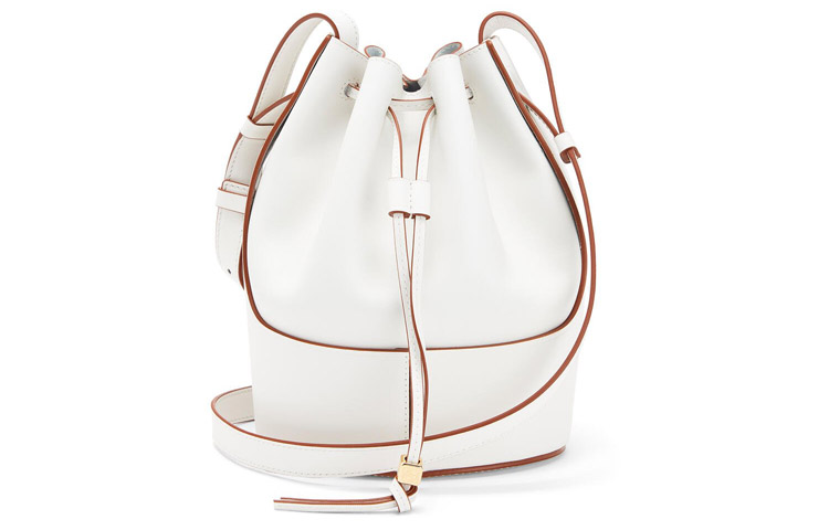 

LOEWE Кожаная сумка баллон ведро мешок на шнурке плечевая сумка через плечо малый размер женская белая