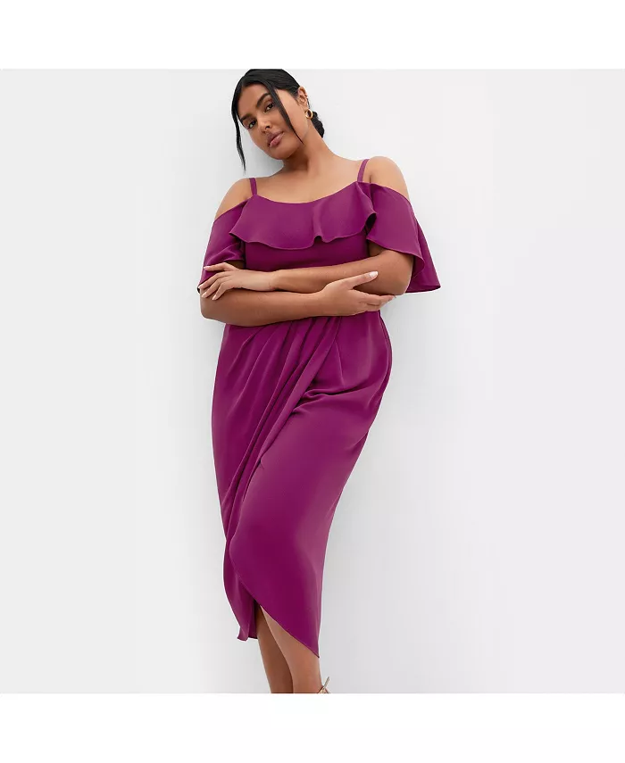 

Платье миди с драпировкой Plus Size Flirtation CITY CHIC, розовый