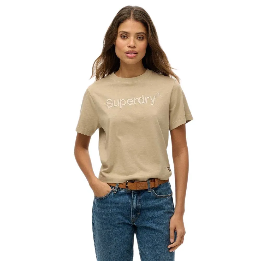 

Футболка с коротким рукавом Superdry Emb Core Logo Boxy Loose, бежевый